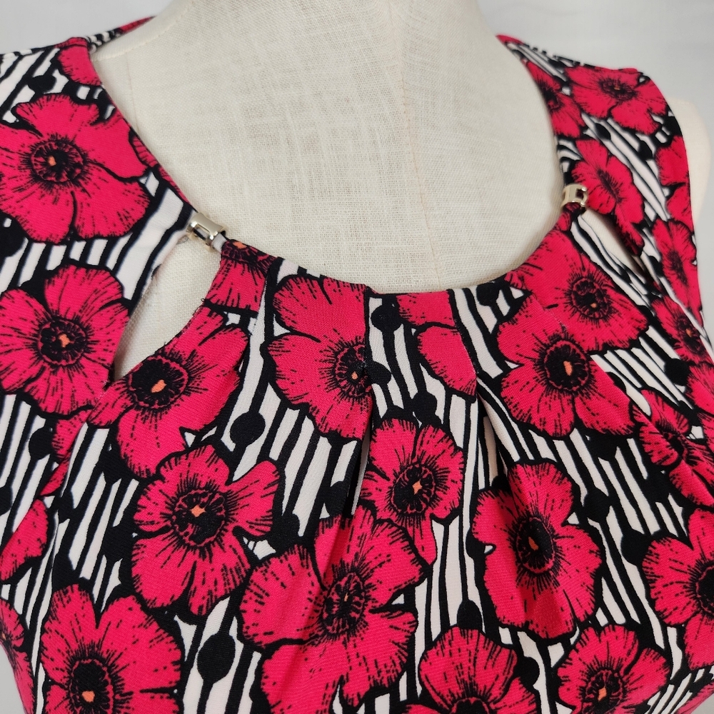 NWOT Tommy Hilfiger Pink Black Floral Sleeveless Top Sz S - Picture 2 of 13